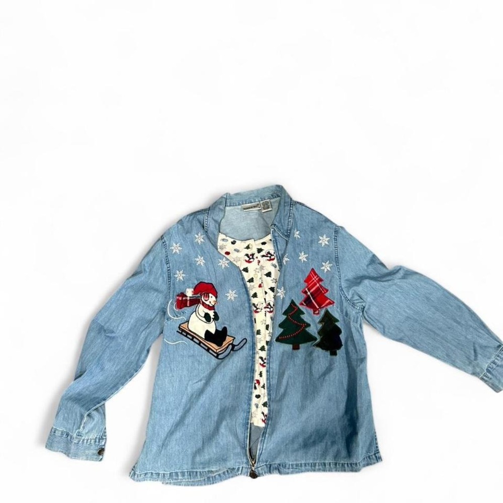 Embroidered denim jacket‎ with snowman 14/16W